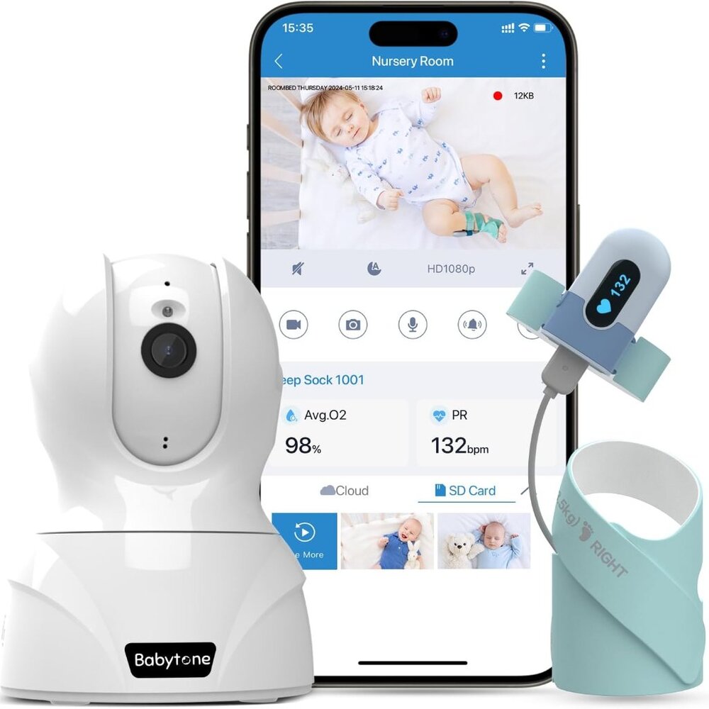 Day & Night Monitoring: Watch over your baby with a smart sleep sock and 1080P H